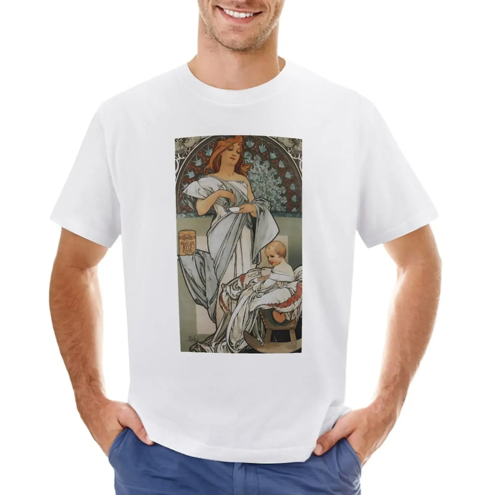 Motherhood by A. Mucha T-Shirt anime for a boy blanks quick-drying black t shirts for men