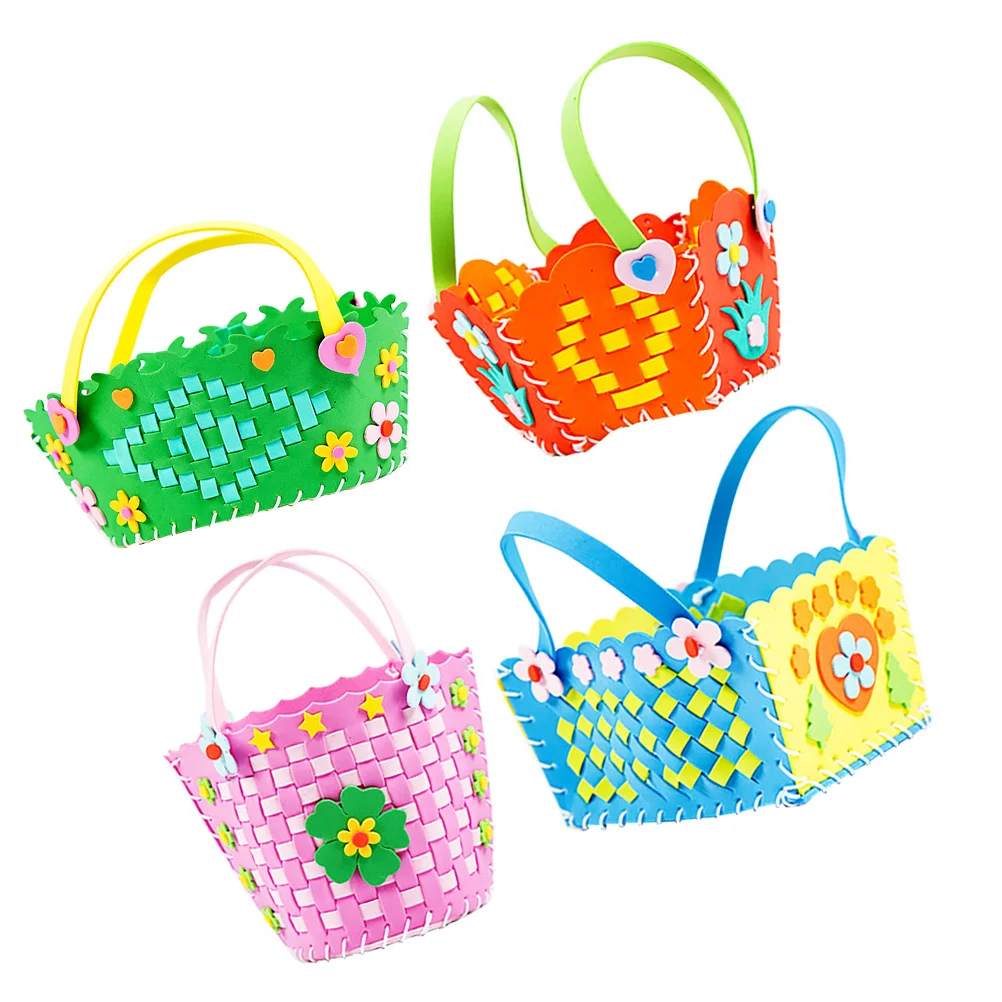 4 قطعة سلة مغزولة يتوهم للأطفال لتقوم بها بنفسك إيفا محبوكة اليدوية سلة عدة رياض الأطفال الحرفية فئة الاستخدام التعليمي التفاعلي #4