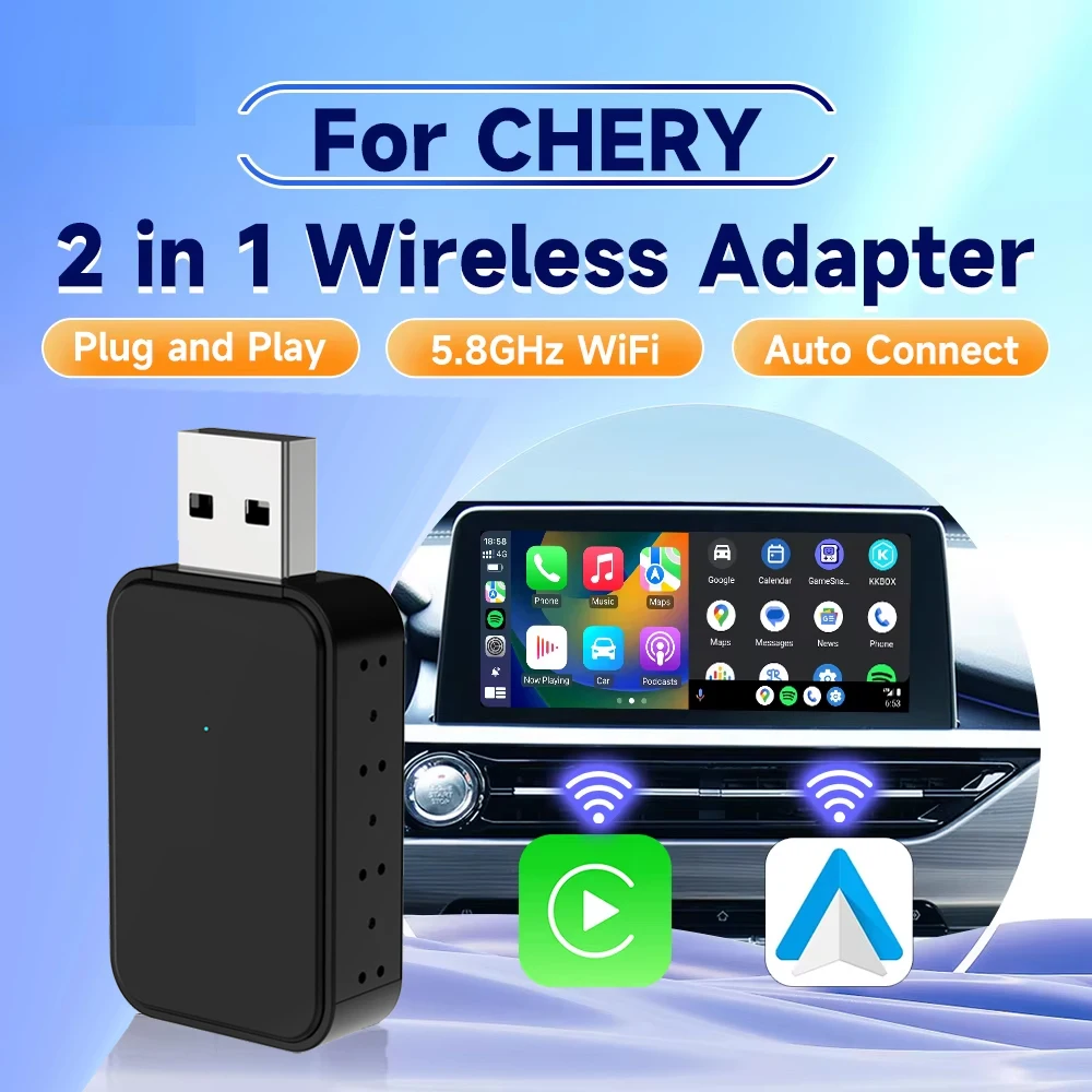 2024 NEW  2in1 Wireless Carplay Adapter Android Auto Chery Tiggo 8 Tiggo 2 Tiggo 3 Tiggo 4 Arrizo 5 Arrizo 6 Arrizo 7