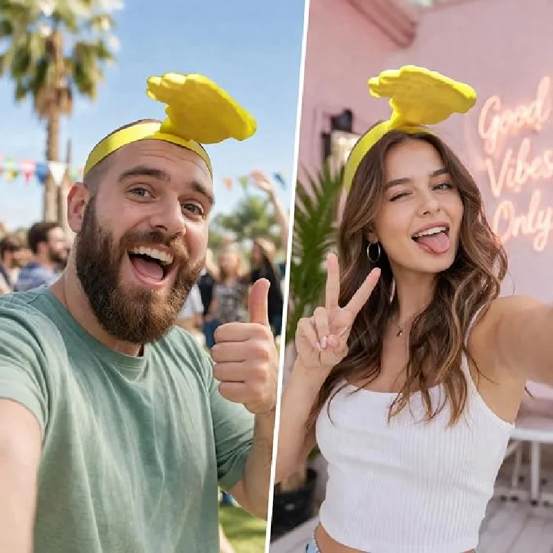 Funny Yellow Hand High Five Headband Creative Prank Props Big Slap Hat Crazy Party Hairband Cosplay Gag Gifts Novelty Chapeau