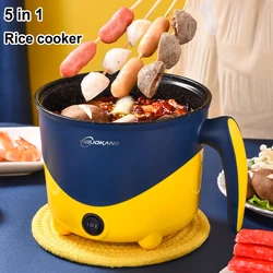 5 In 1 Multifunctional Small Rice Cooker Household Hot Pot Non-stick Wok Outdoor Camping Portable Electric Cooking Pot