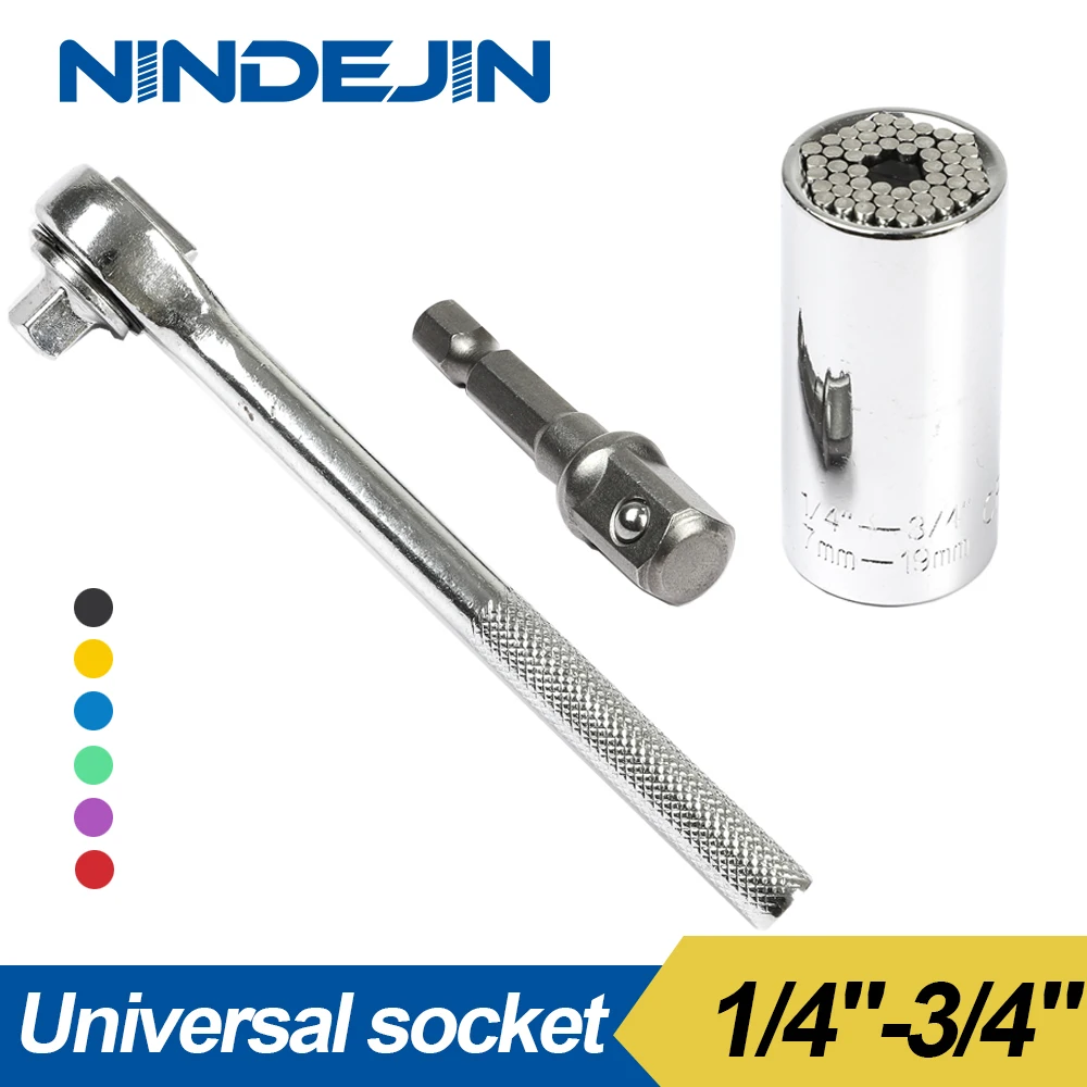 7-19mm universal socket wrench tool set 1/4