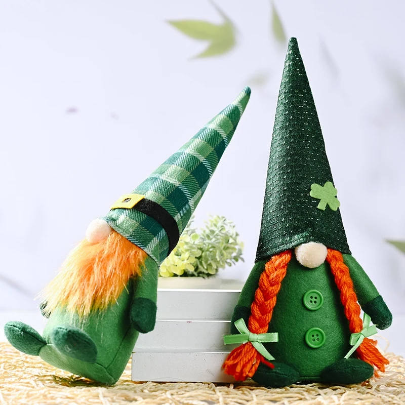 St. Patrick's Day Gnome Decorations Irish Leprechaun Swedish Ornaments Spring Plush Gnome Scandinavian Tomte Elf Dwarf