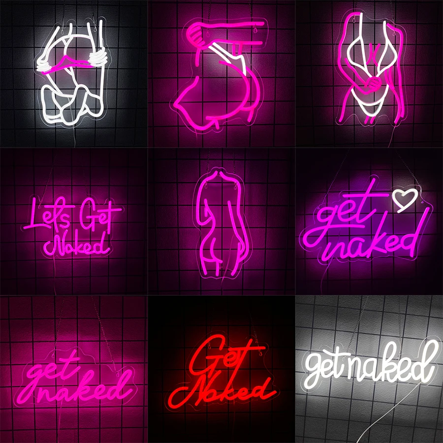 Get Naked Neon Sign for Wall Decor,Lady Led Lights Signs for Bedroom Bathroom Room  Bar Party Pub Salon Decoration USB Powered