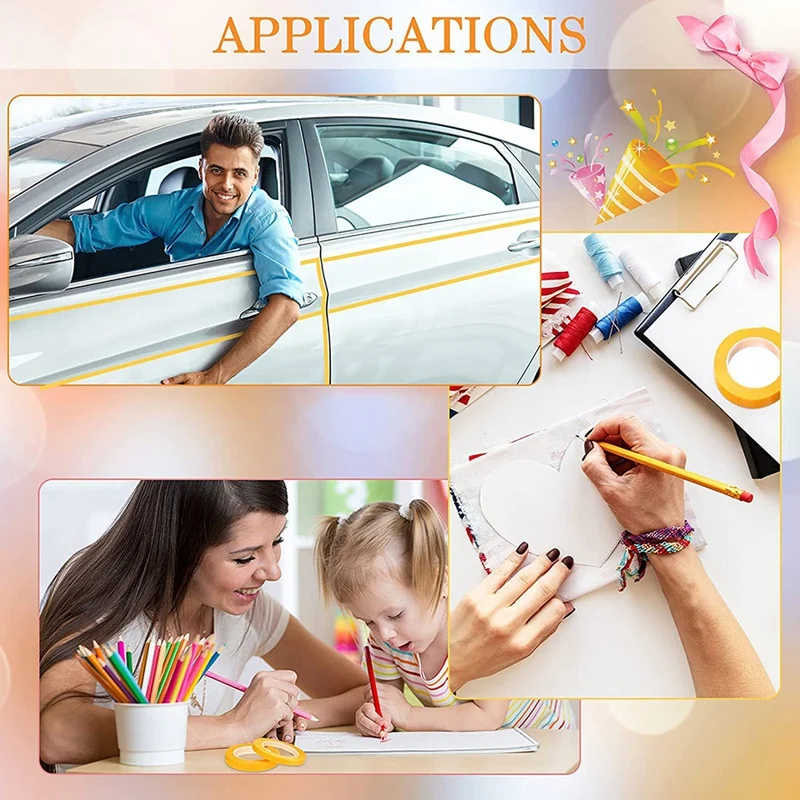 6 Rolls Fine Line Tape 1/16,7/10,1/8,1/4,1/2,3/4 Inch X 55Yard, Fineline Masking Tape, Painters Automotive Masking Tape