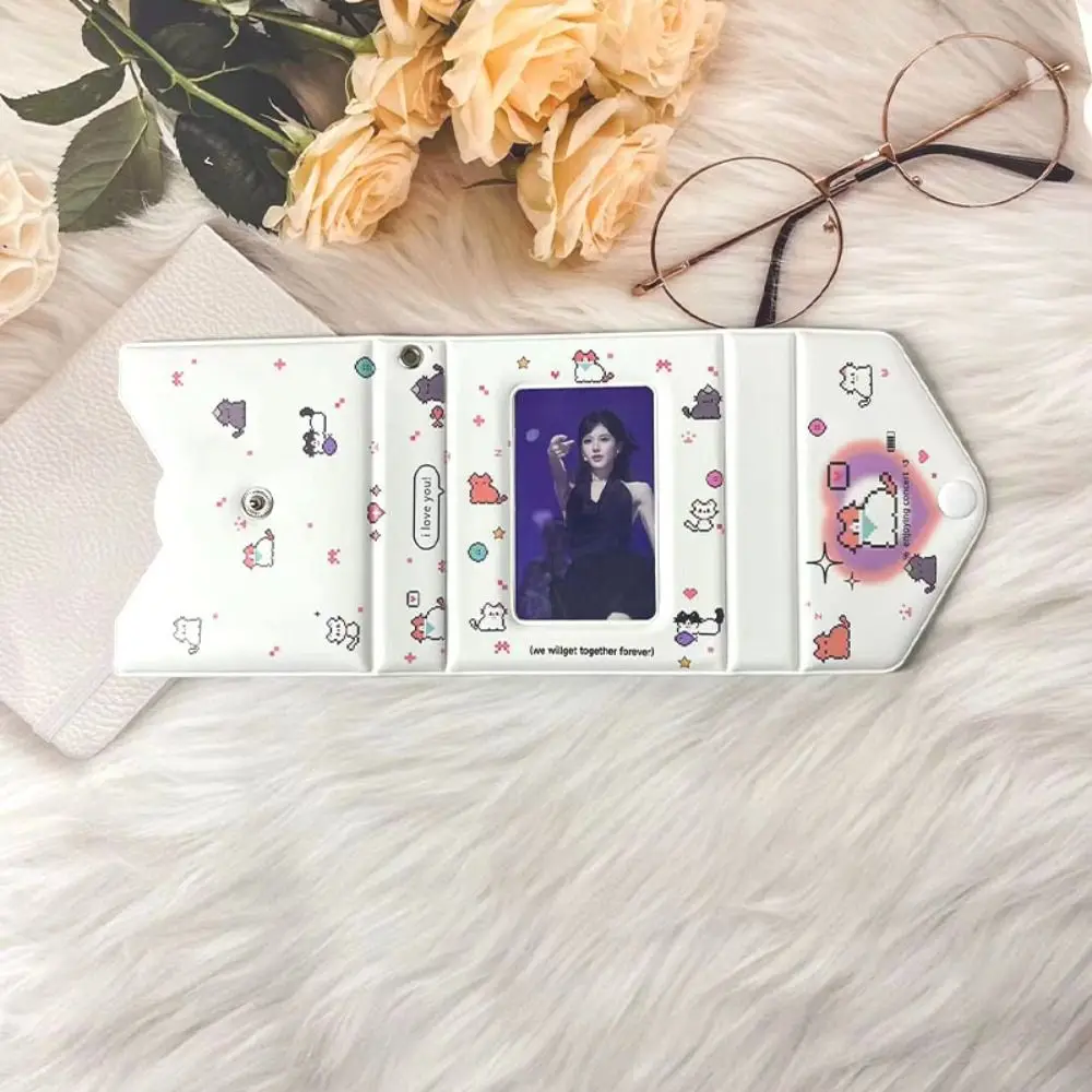 원 그리드 엔젤 양 사진 앨범 스냅 버튼이 있는 양면 스타 바인더 앨범 32 포켓 인 카드 컬렉션 도서