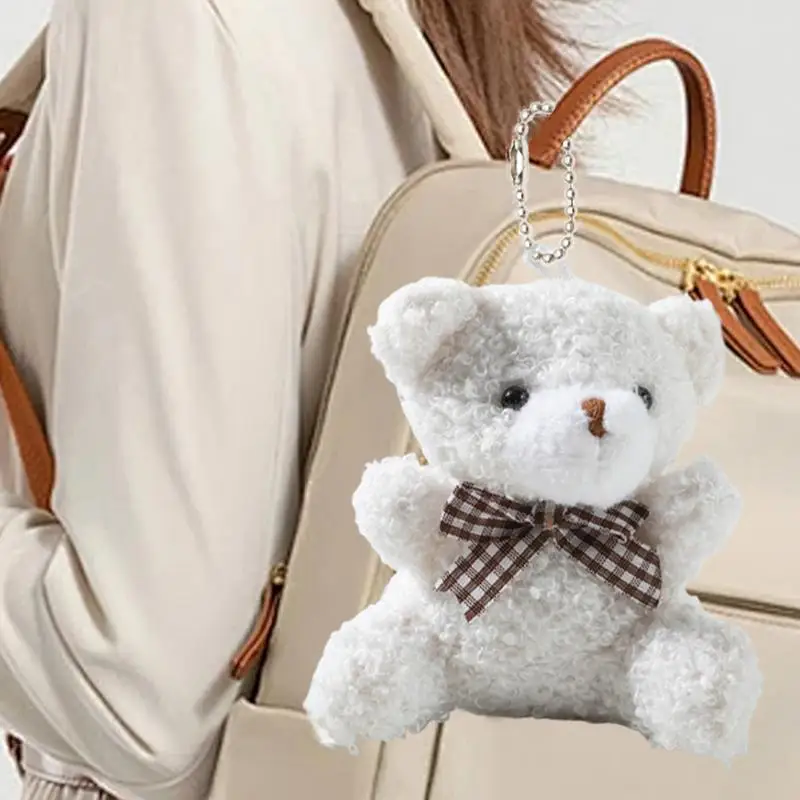 Bear Bag Charm Decorative Plush Bag Pendant Decorative Backpack Keychain Charm Cute Bag Accessory For Purses Backpacks Plush