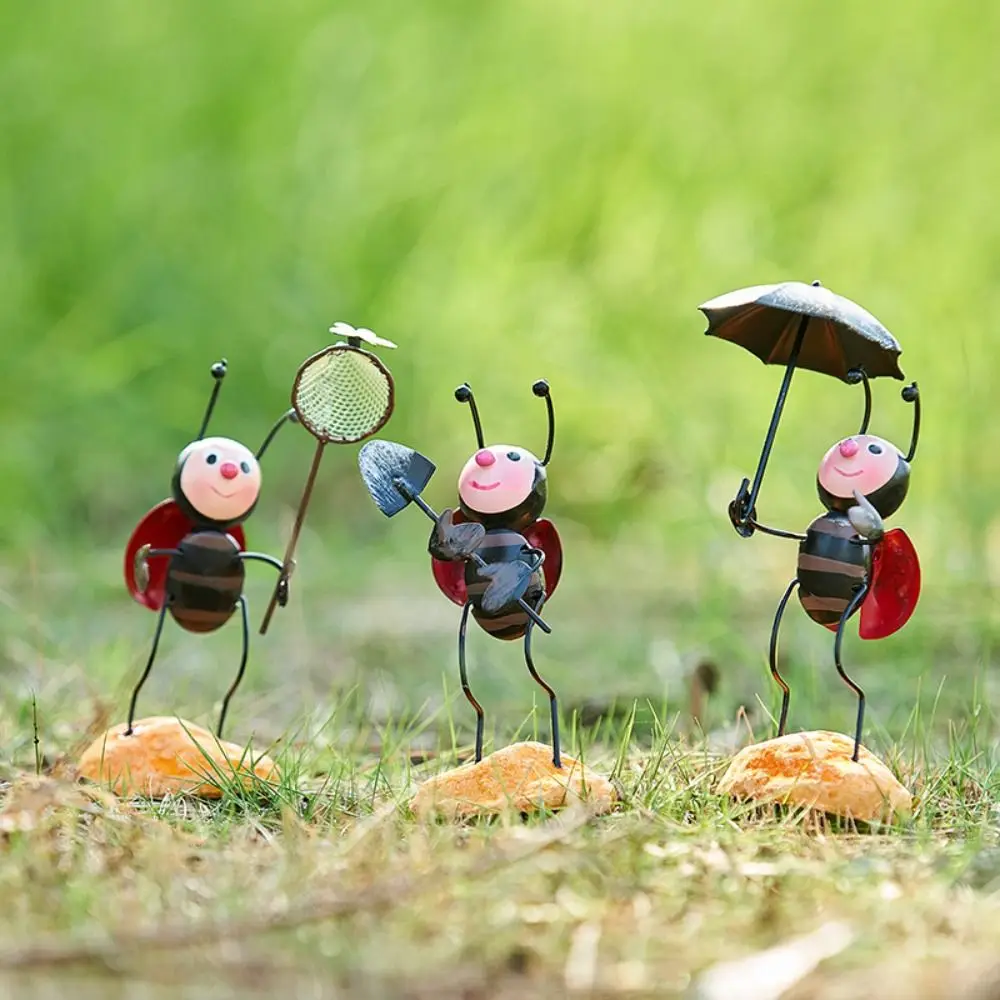 Creative Small Desktop Decoration Metal Gardening Simulation Ladybug Beetle Dolls Animal Model Ladybug Ornaments