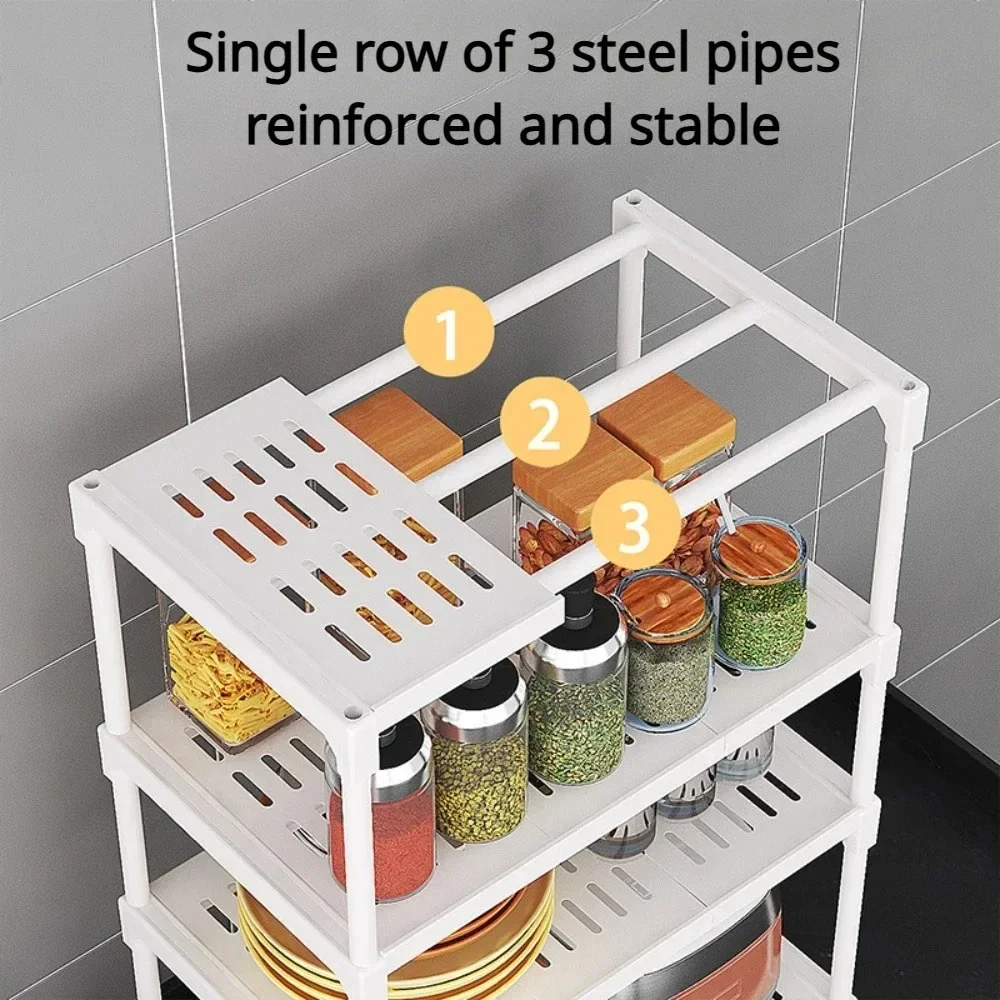 3-Layer Kitchen Storage Rack Bathroom Storage Rack Oven Microwave Pot Storages Shelf Multi-Functional Snacks And Sundries Shelf