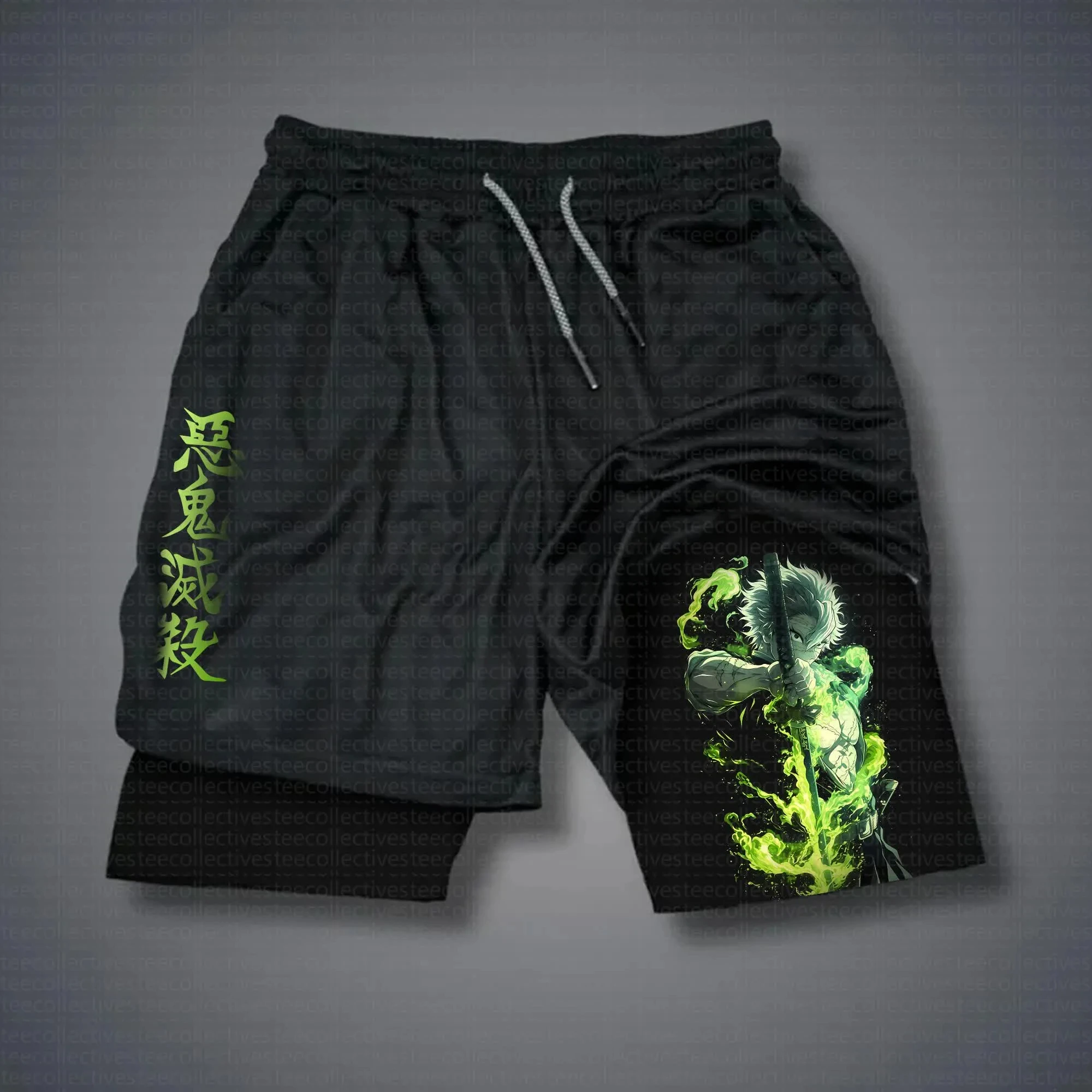 Pantalones cortos de Anime para hombre, pantalones deportivos de algodón, pantalones gráficos de verano 2025, Base negra, personaje de Pokeball, efecto colorido contra salpicaduras de agua, izquierda