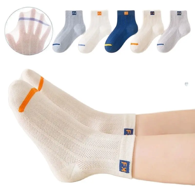 5Pairs Ultra Thin Breathable Mesh Socks RX boy's Cute Athletic Sock Wholesale to Resell Socks Invisible Transparent  1-16Years