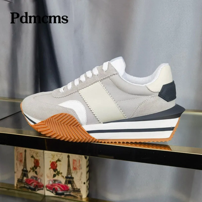 Designer sapatos de plataforma plana tênis feminino sola grossa rendas até sapatos casuais outono camurça couro férias amantes sapatos para mulher