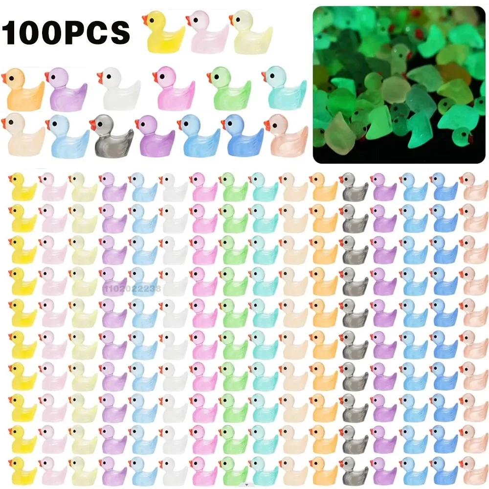 

100/50Pcs Resin Mini Duck Miniature Figurines Ornaments Decor Yellow Animal Garden Crafts Tiny Duck Landscape Plants Fairy