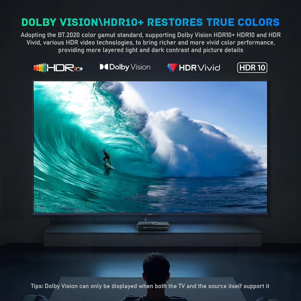 Kinhank K9 TV Box Amlogic S928X-K 4 + 64G لـ 8K Dolby Vision HDR10 + مع Montage ملصق جداري رائع HDMI 2.1 WIFI6 HD مشغل الوسائط