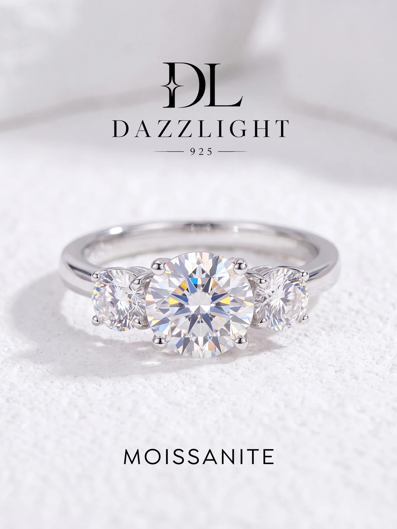 DWJ 1.6ct Real Moissanite Diamond Round Ring for Women 925 Sterling Silver Anniversary High Quality Fine Luxury Fine Jewelry