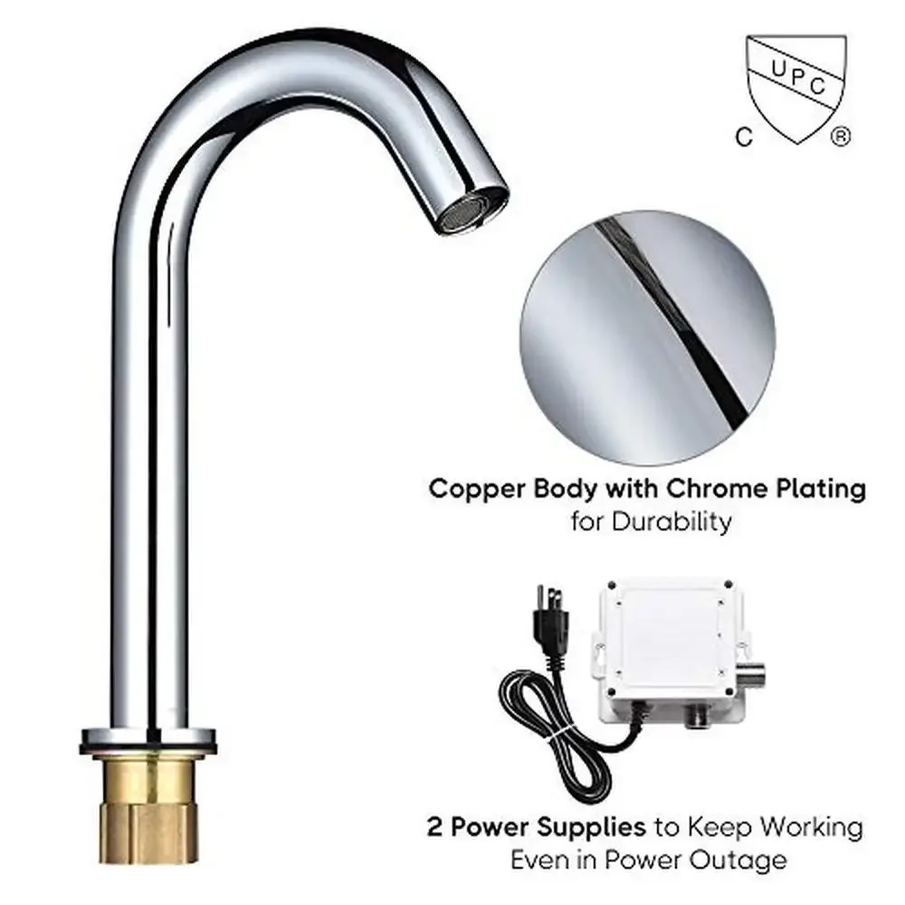 Sensor Operated Touchless Faucet Brass Deck Mount Mixer Tap NSF CUPC Certified