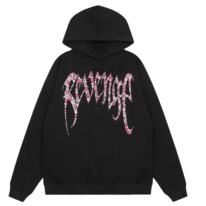 Autumn Winter New REVENGE Hoody Pink Love Spider Pattern Fleece Warmth Comfortable Age Reduction  Revenge Sweatshirts Pullovers