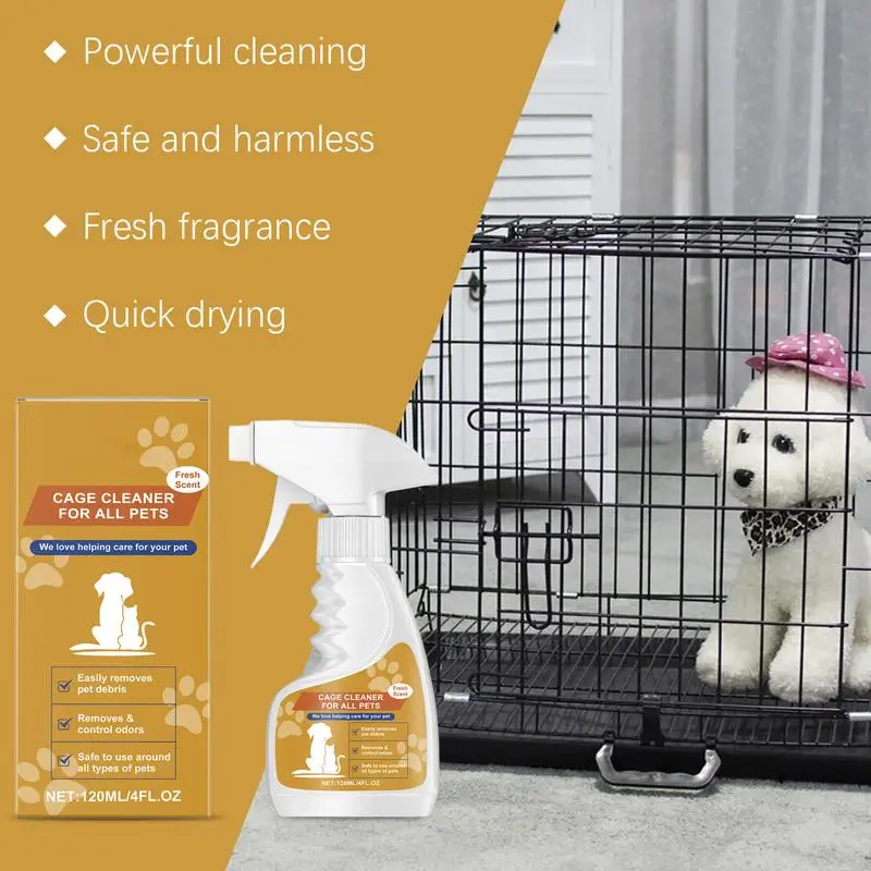 Pet Cage Odor Eliminator 120ml Natural Deodorizing Spray Crate & Cage Cleaner Long Lasting Cage Cleaner Refreshing Pet Supplies