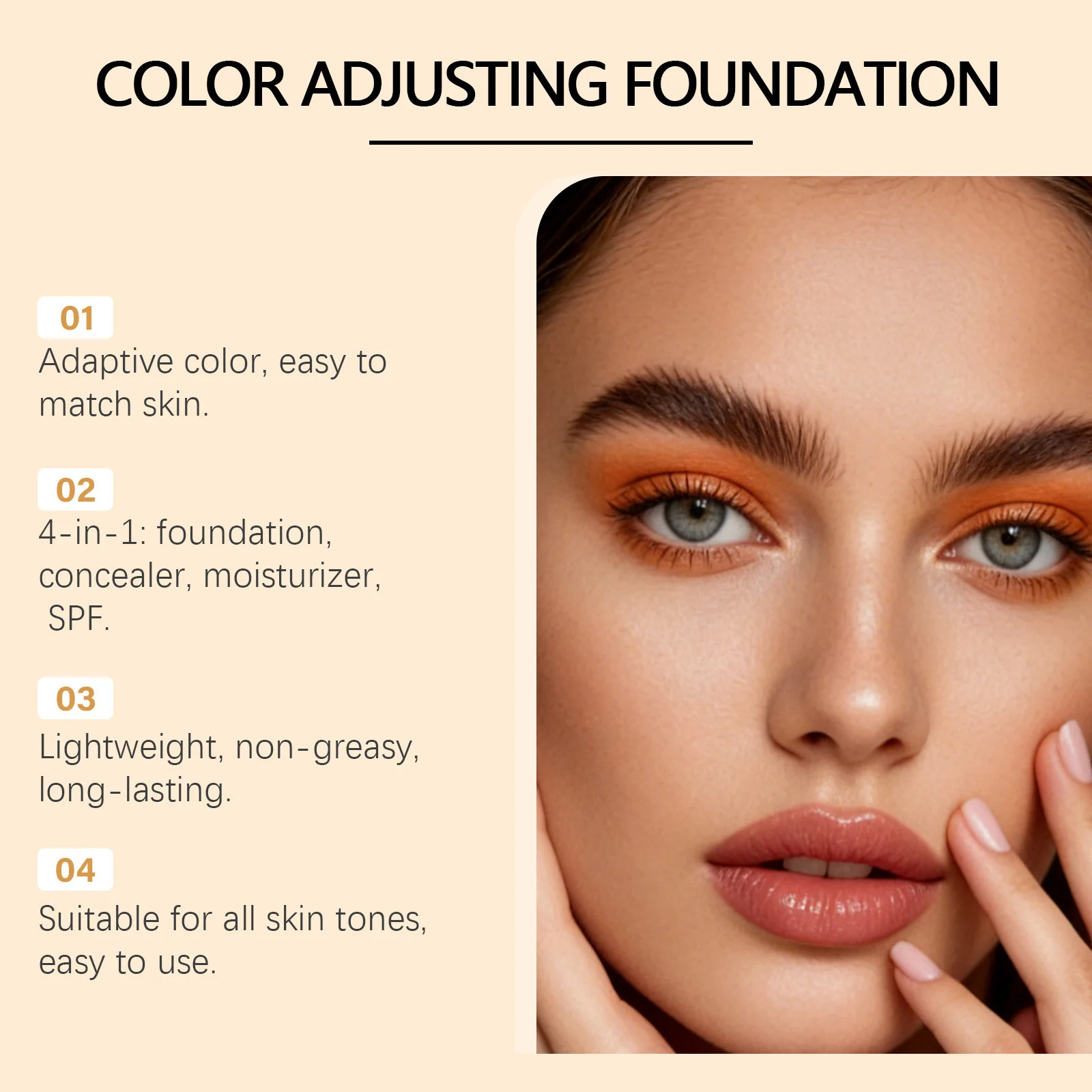 Vloeibare foundation make-up Lichtgewicht, natuurlijk dekking Blemishe Flaw Waterproof Oil-Control Concealer Kleurcorrigerende CC Cream