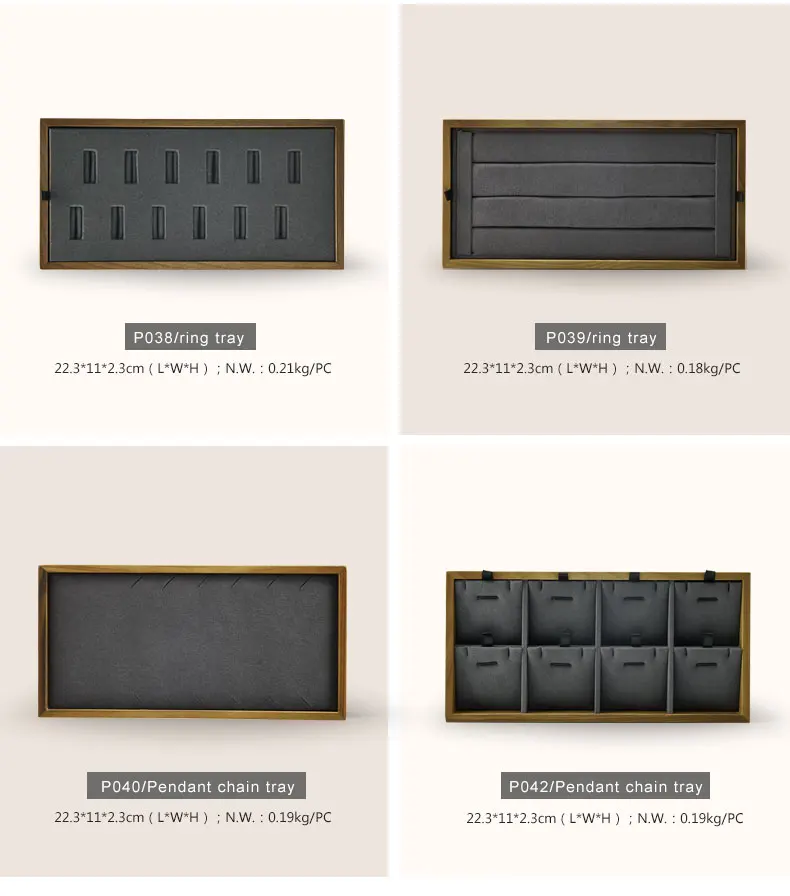 Oirlv Holz-Schmuckdisplay Schmuckaufbewahrungsbox mit Mikrofaser-Einsatz Anhänger-Ketten-Displayständer Halter Ring-Organizer – Detail 9