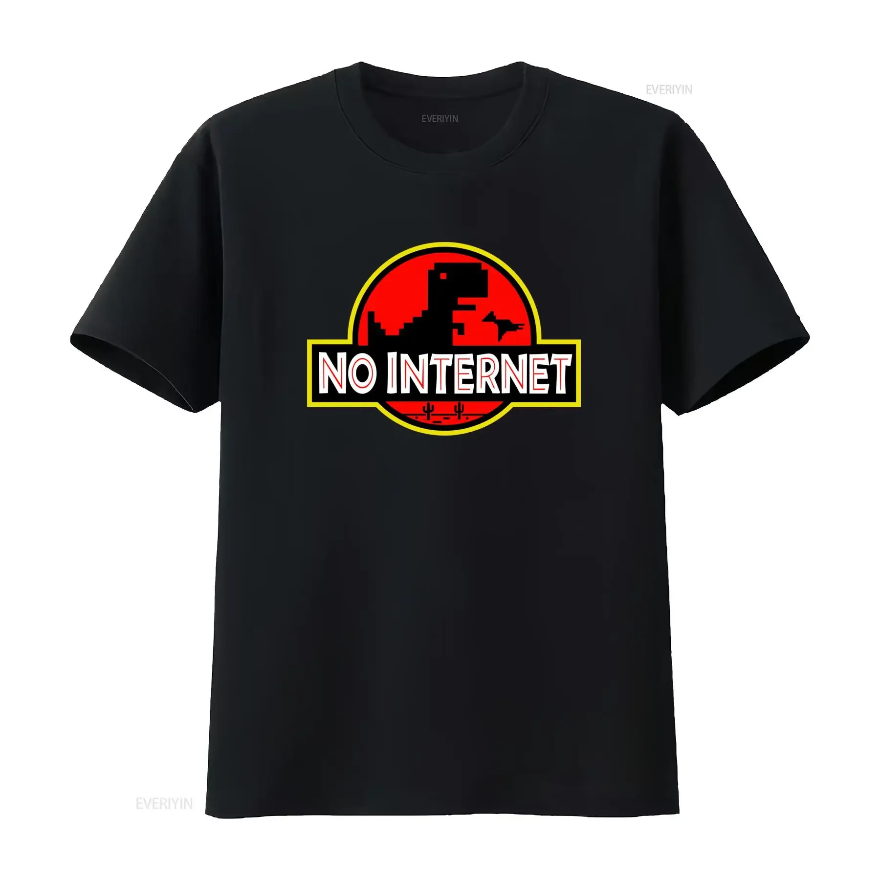No Internet T Rex Dinosaur Pixel Art Cactus Offline 404 IT Developer Code Lover Shirt vintage Washed Casual Soft Unisex