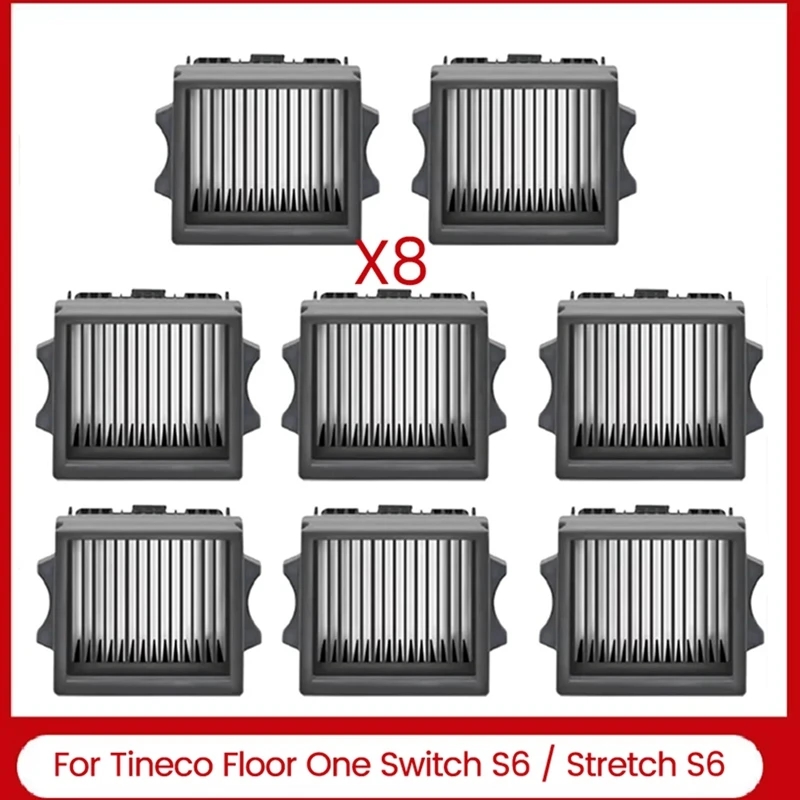 Filtro HEPA para Tineco Floor One Switch S6 Stretch S6, piezas de aspiradora en seco y húmedo, filtro lavable consumible, 8 Uds.