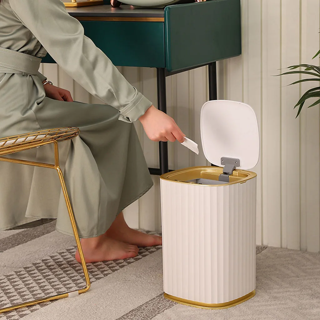 Smart Sensor Trash Can For Kitchen Bathroom Living Room Toilet Automatic Induction Waterproof Trash Bin with Lid 7/10/12L