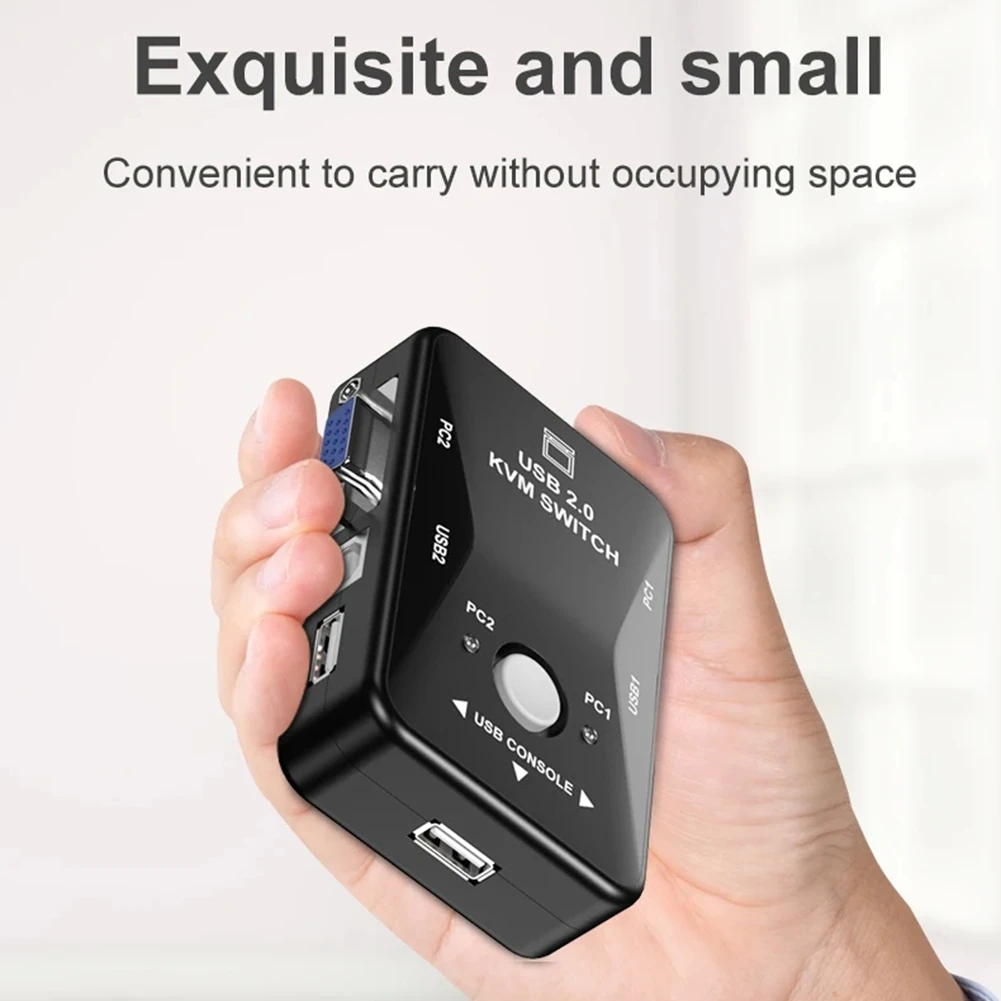 AT87-USB 2.0 KVM Mouse Switcher Keyboard VGA Splitter Box Sharing Switch USB KVM Switch 2 Port VGA SVGA Switch Box