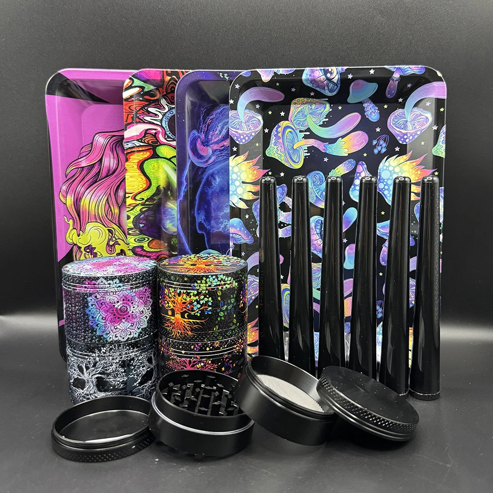 

Manual 5cm Crusher Metal Grass Grinder TinPlate 18x12.5cm Rolling Tray Smell Proof Storage Tube Tobacco Herbal Set Cigar Tool