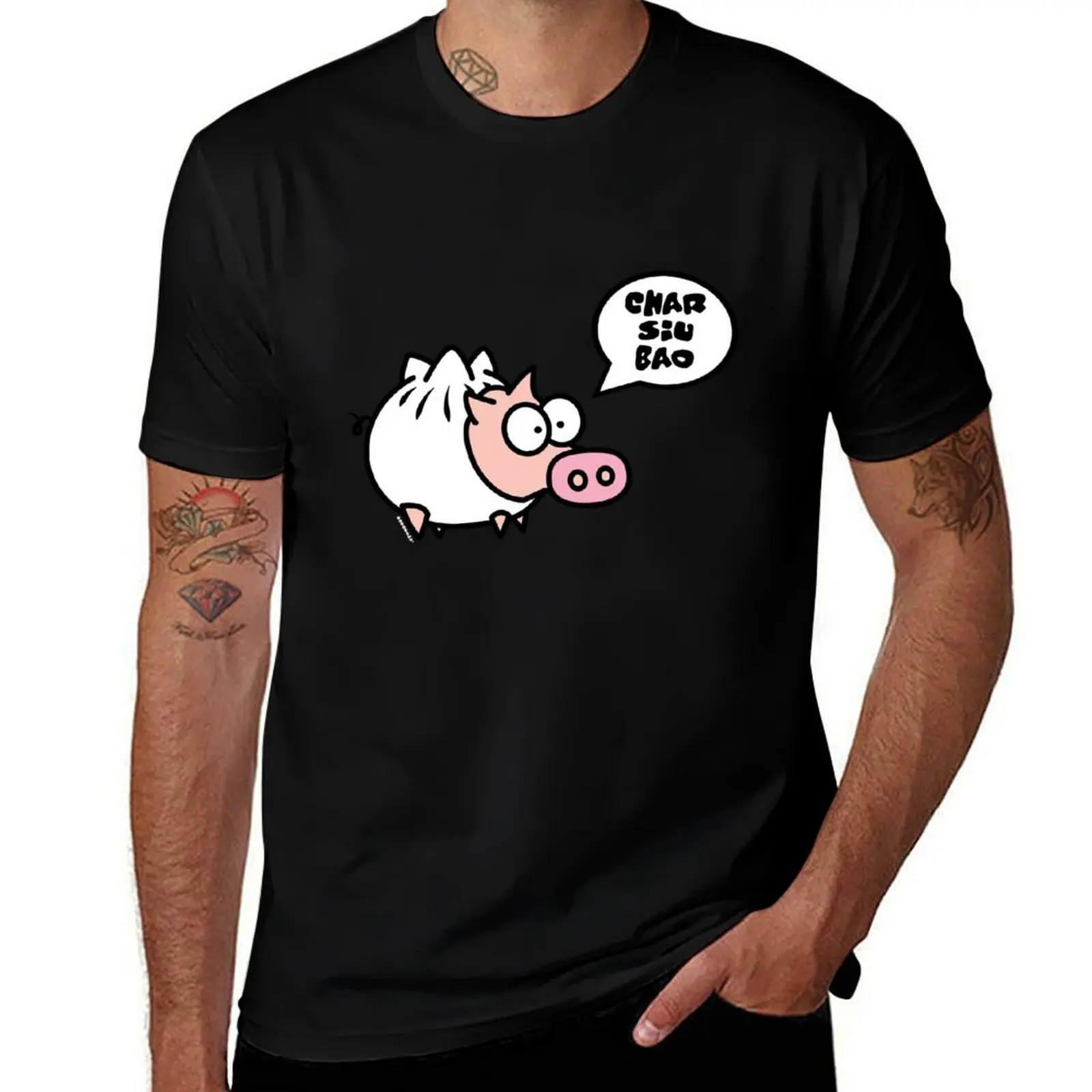 ديم سوم خنزير-شار سيو باو تي شيرت رجل تي شيرت للرجال عادية تي شيرت للرجل الرجال تي شيرت القطن 100% تي شيرت