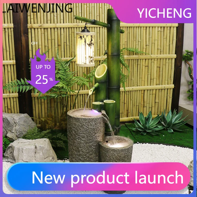 

LYY Бамбуковый фонтан-декор для пола, украшение для прихожей, ландшафтный дизайн сада, водный каменный элемент с циркуляцией воды