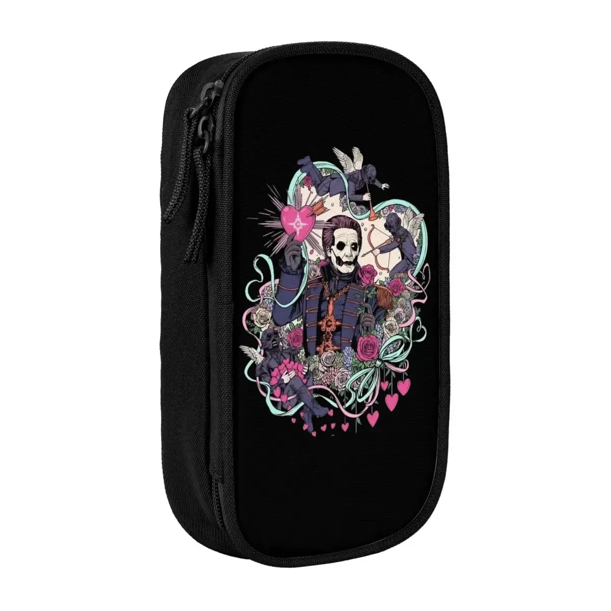 Rock Band Heavy Metal Pencil Cases Ghost Pencil Pouch Pen for Student Large Storage Bags Students School Zipper Stationery