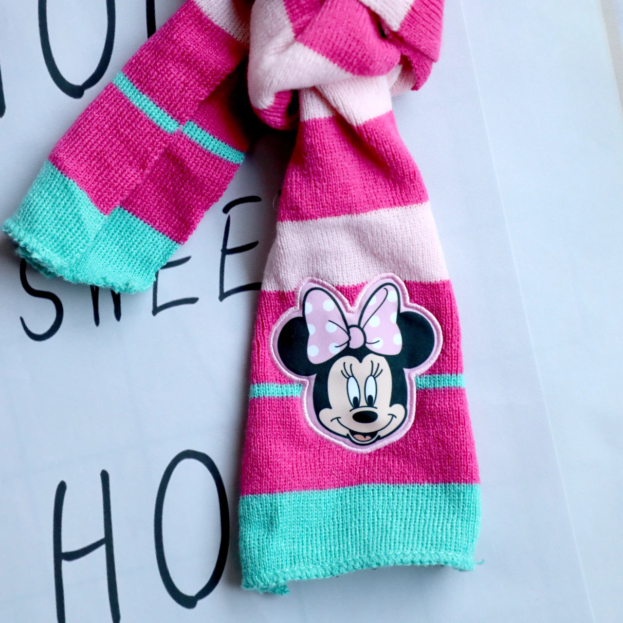 Disney New Autumn and Winter Cute Children Minnie Mouse Cartoon Scarf Hat Glove three-piece Warm Boy Girl Halloween Child hat