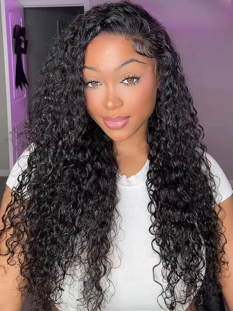 

Парик с глубокой волной и фронтальной частью 13x6 HD Lace, 250 плотности, из бразильских кудрявых человеческих волос, 13x4 Lace Front, 40 дюймов, Water Wave