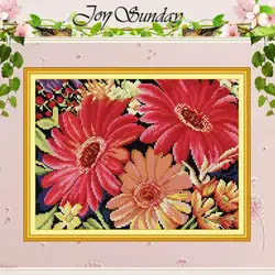 Showy Gerbera Patterns Counted Cross Stitch Set DIY 11CT 14CT 16CT Stamped DMC Cross-stitch Kit Embroidery Needlework Home Decor