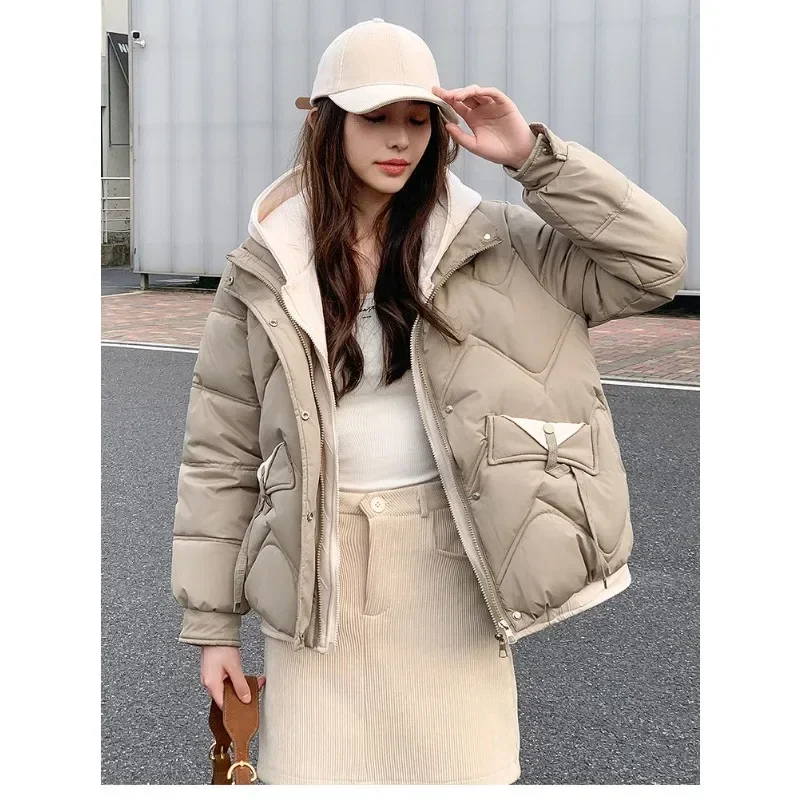 Down Padded Jacket Little Fellow Shortage of Money Loose New Style Cotton-padded Clothes Wintertime Juvenility Coat Female