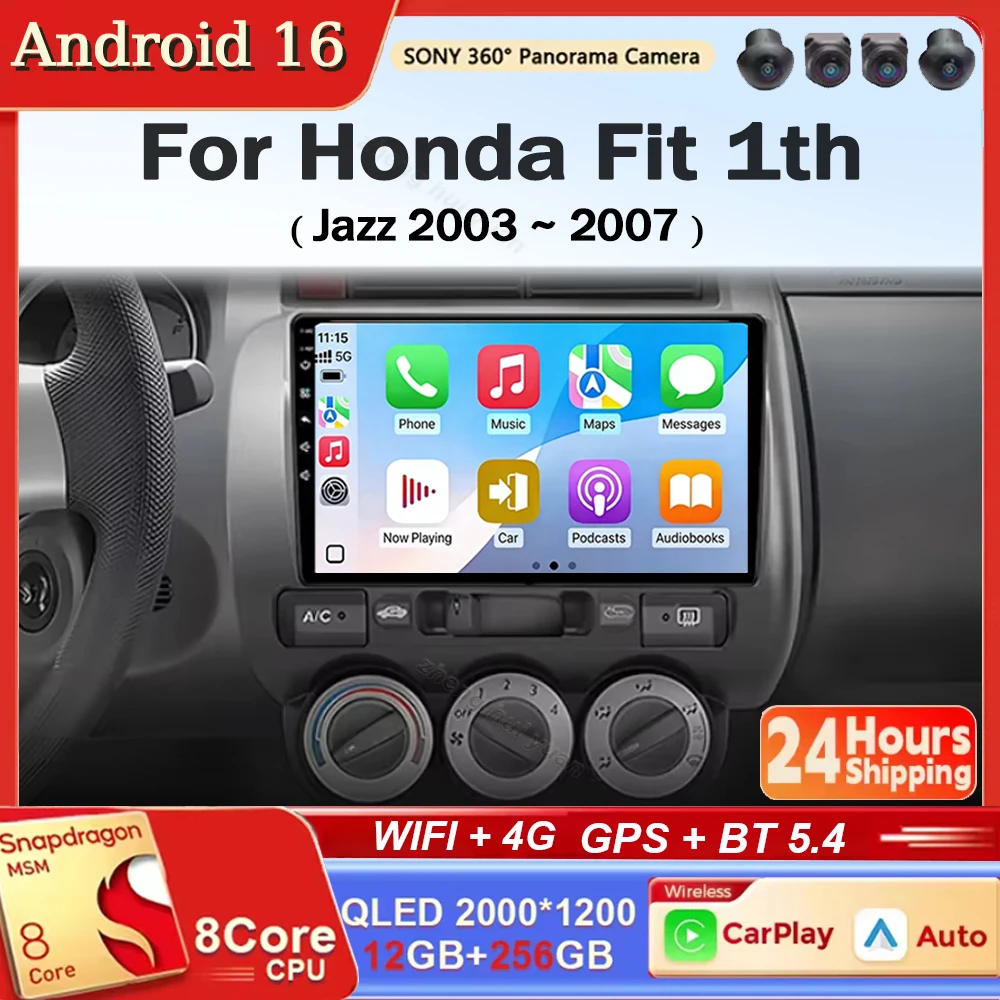 

Car Radio For Honda Fit 1th Jazz 2003 2004 2005 2006 2007 Wireless Carplay Android 15 Auto Audio Car Multimedia 2 Din DSP 4G GPS