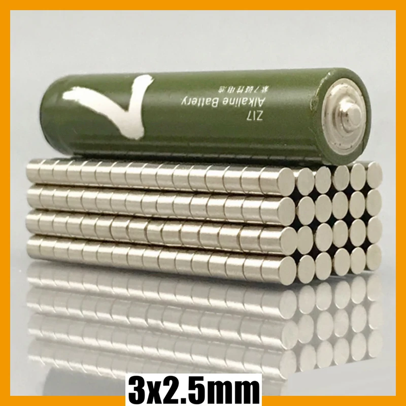 100-2000pcs 3x2.5mm Magnet Small Mini Round Fridge Craft Diy Office Whiteboard Science 3*2.5mm Accessory