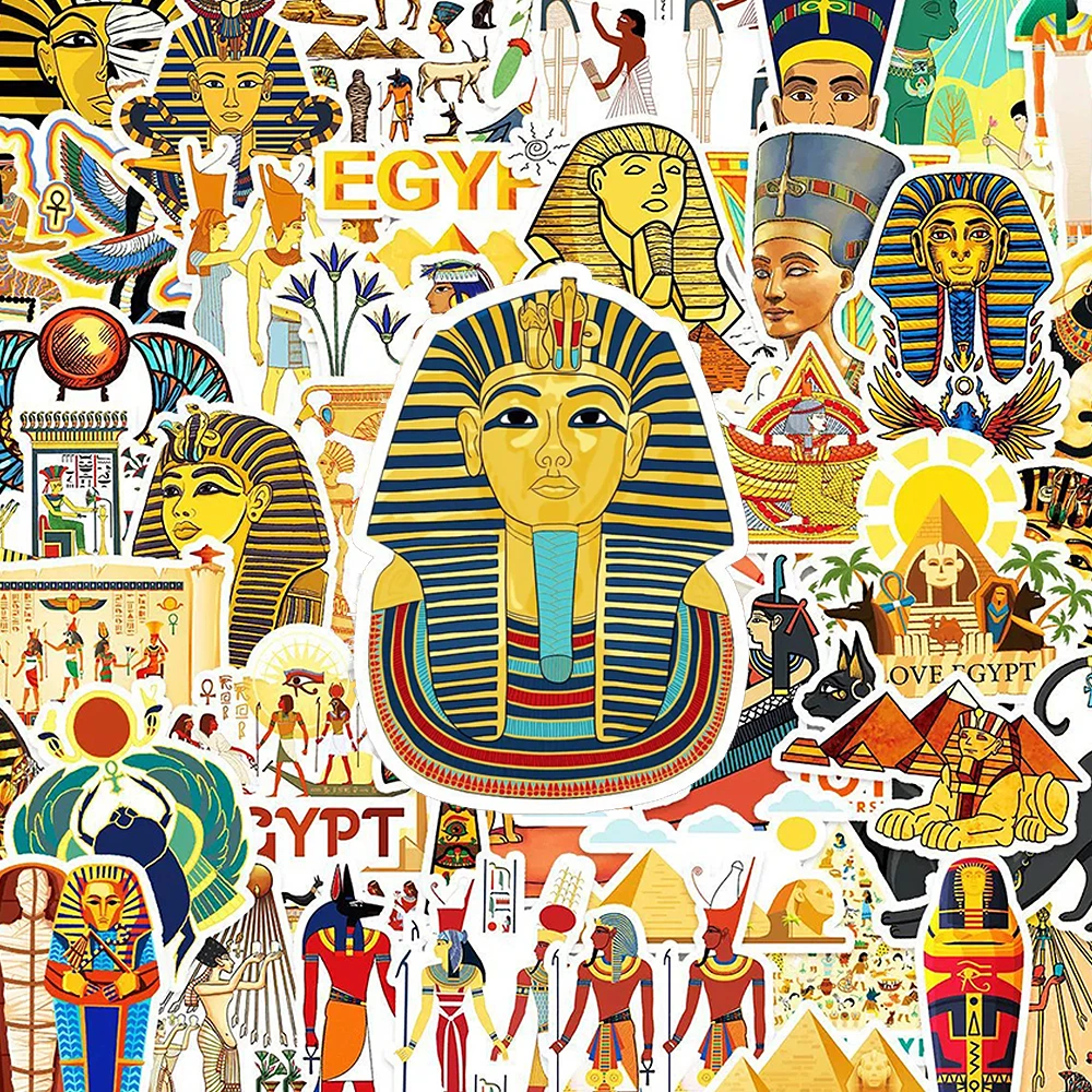 

10/30/50pcs Cartoon Ancient Egyptian Culture Stickers Pyramid Pharaoh Sticker DIY Skateboard Notebook Phone Case Decals Toy Gift