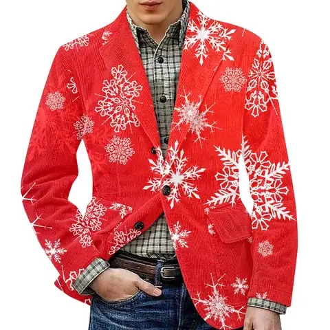 Cardigan imprimé de noël, veste de costume décontractée, veste de costume chaude, manteau d'automne et d'hiver confortable pour hommes, haut de vacances, vêtements pour hommes