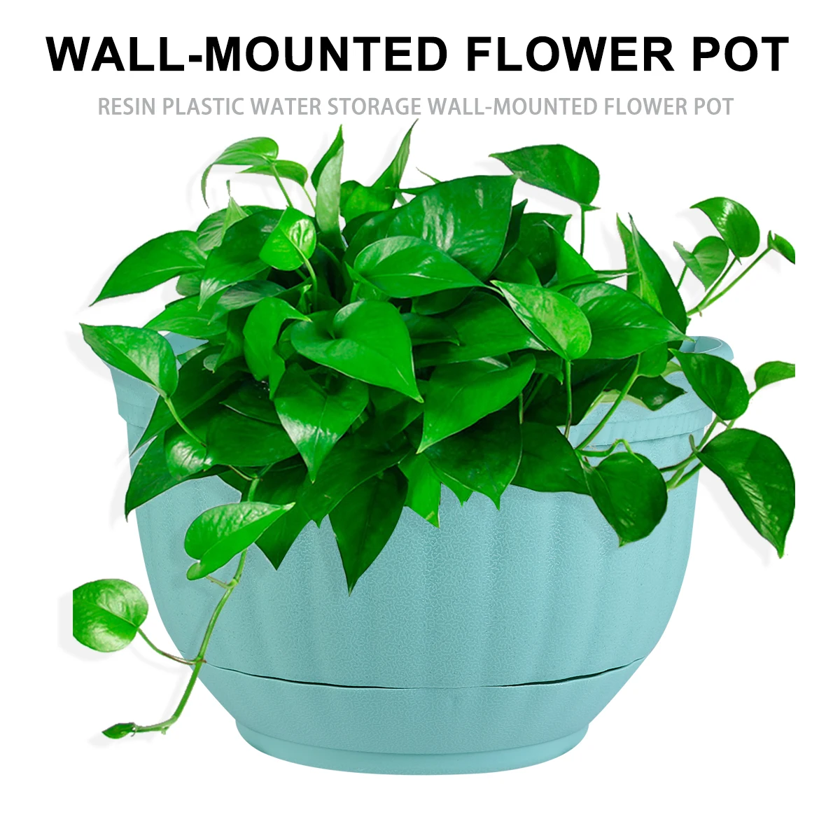

Plant Pots Indoor Wall Hanging Flower Half Circle Planters Round Container Mounted Green