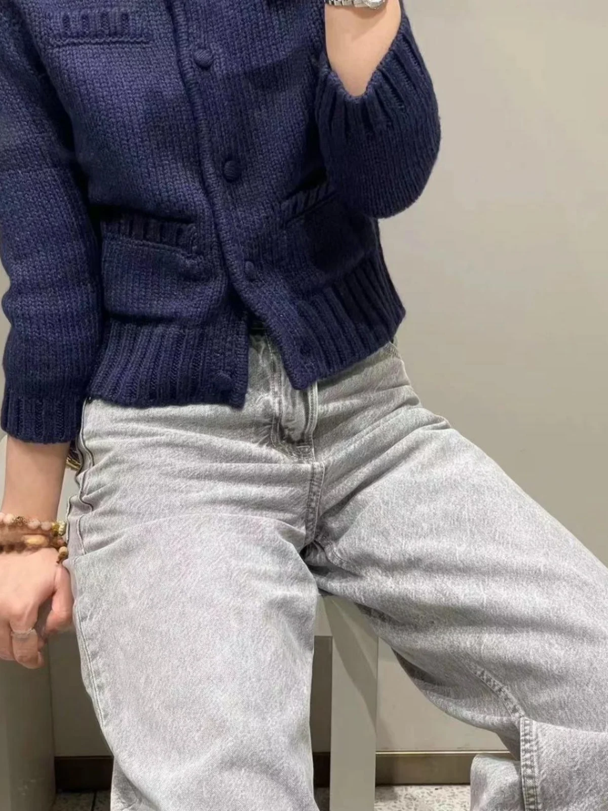 

Retro Versatile Long Sve Collared Casual Knitted Jaet New Autumn Winter Women's Faion Simple Commute Sle Slim Fit