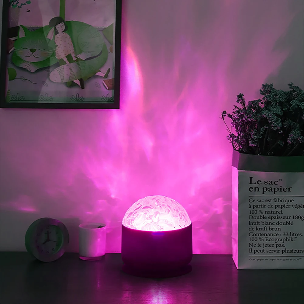 Rotating Northern Light Atmosphere Light LED Water Ripple Night Light USB Romantic Dynamic Bedside Lamp for Bedside Holiday Gift