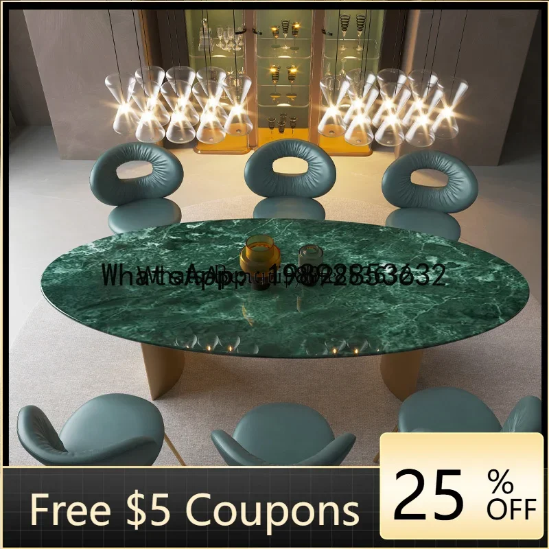 W5.14   -*Natural marble French dining table Modern simple light luxury household rectangular table