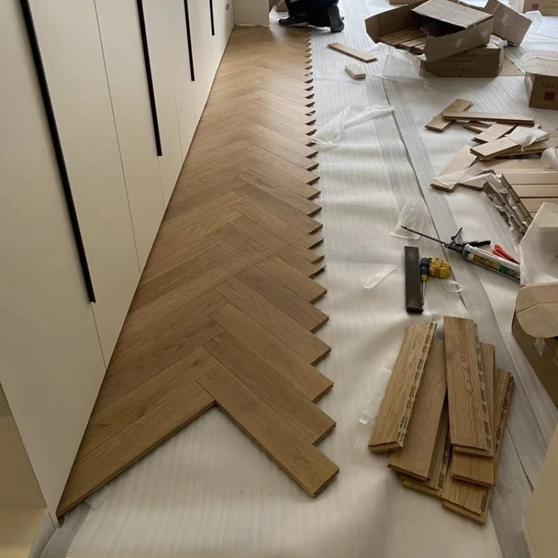 

Three-layer solid wood herringbone fish bone floor 15mm lock floor heating household