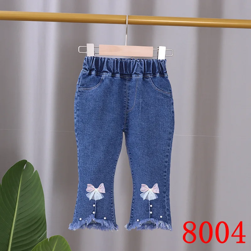 Girls Jeans Kids Denim Trousers Children Casual Cartoon Pants Autumn Spring Toddler Baby Girl Clothes for 1-5 Years