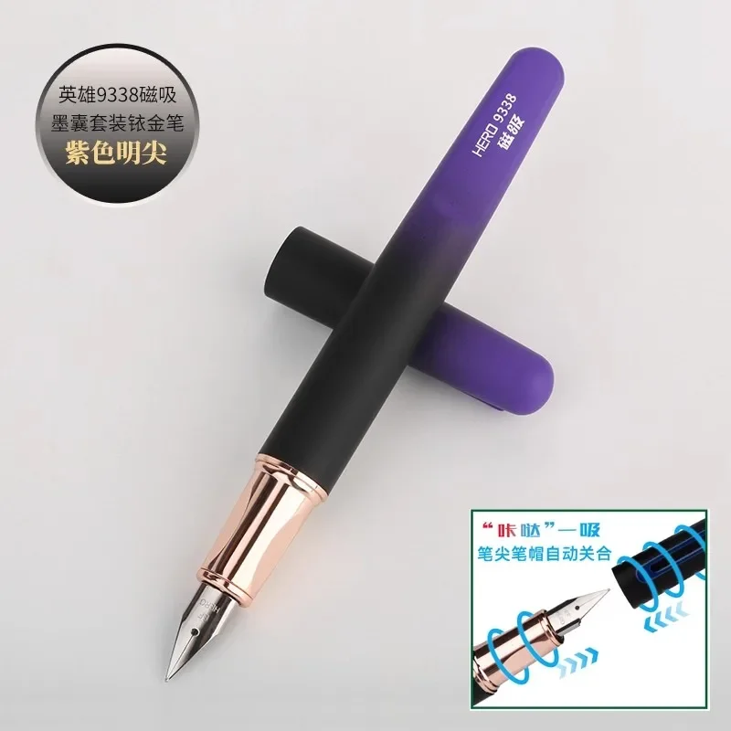 Hot HERO 9338 M Series Metal Fountain Pen Luxury EF 0.38mm Nib Magnetic Closure Cap for Office School Writing Supplies