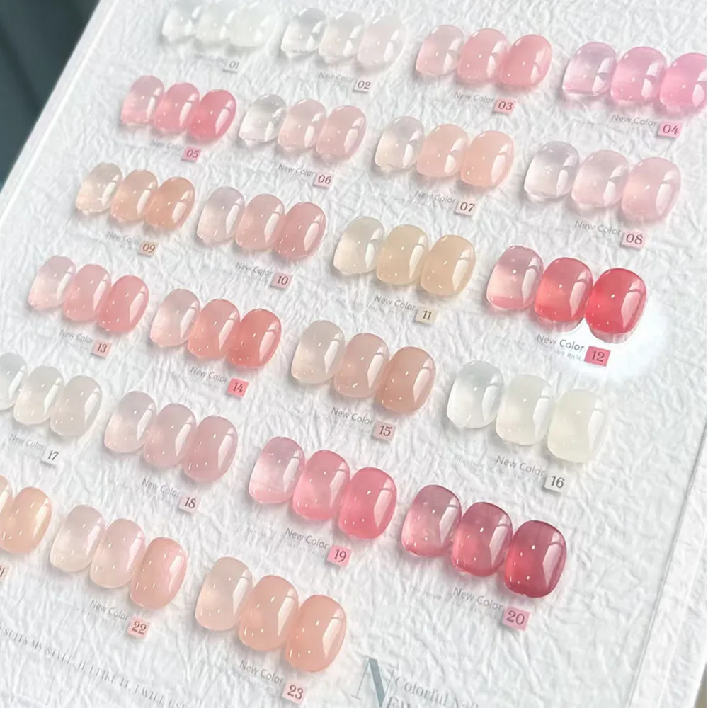 Heißer Verkauf, hochwertiges Nagel-Gel-Nagellack-Set, Jelly Pink, halbtransparent, selbstnivellierend, nackt, natürliches rosa Nagel-Maniküre-Set, 15 ml