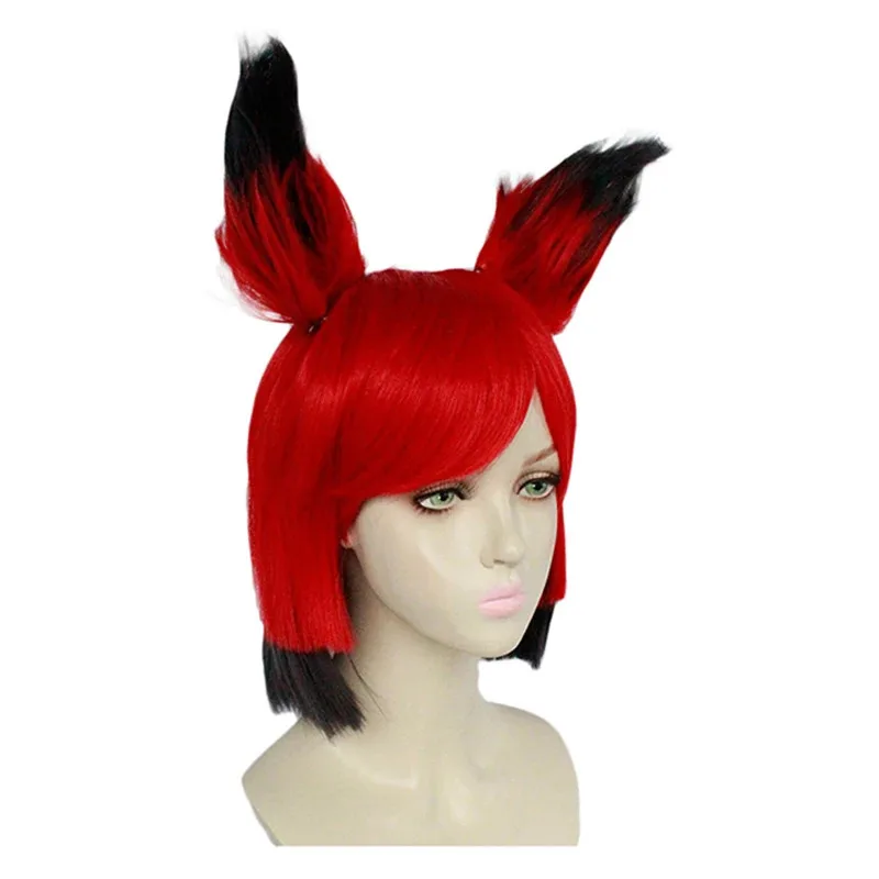 Alastor-Peluca de Cosplay Hazbin Anime Hotel Devil Radio Demon, accesorios de juego de rol, accesorios de pelo sintético resistentes al calor