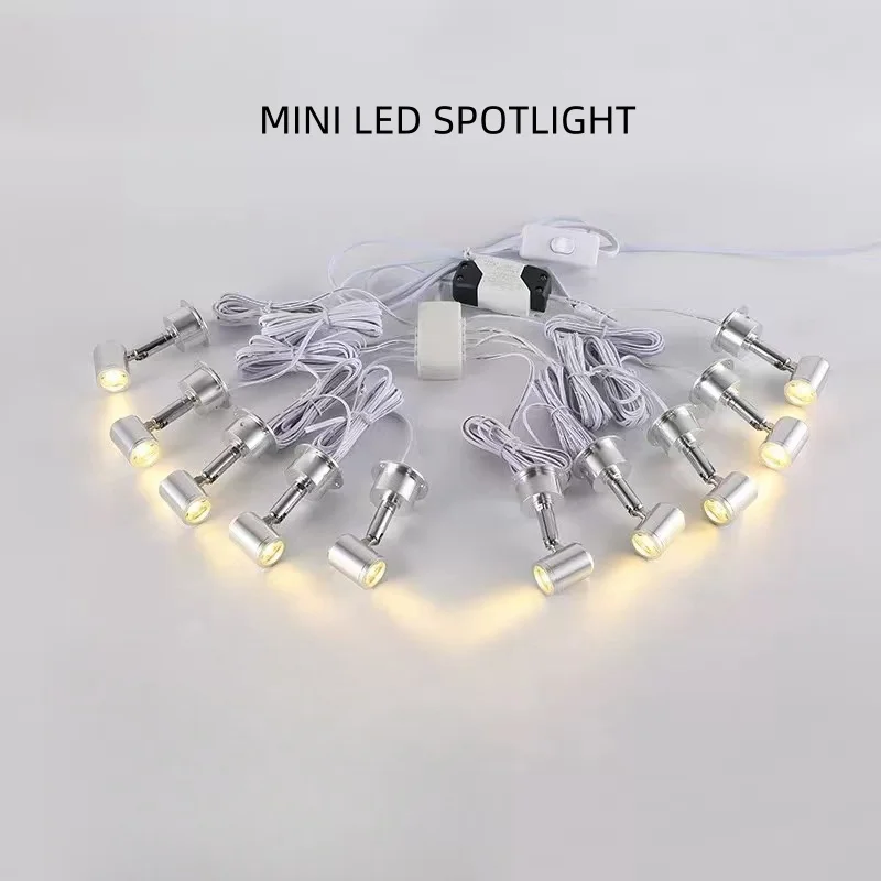 LED Cabinet Light 110/220V With Plug Mini Spotlight for Model Jewelry Display Showcase Counter Wine Garage Kit Exhibition Shelf